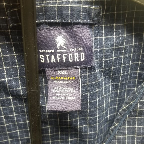 Men's Stafford Sleepwear set, in blue/white plaid, XXL - Picture 7 of 8